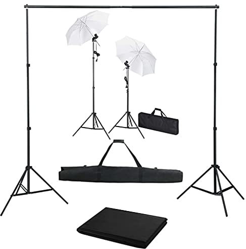 vidaXL Fotostudio Set mit Hintergrund Leuchten Schirmen Studioschirm Hintergrundsystem Komplettset Dauerlicht Lampe Stativ Studioset Fotografie