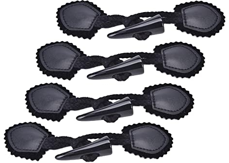 Colcolo 4 Paare Knebelknöpfe DIY Nähknöpfe Dufflecoat Mantel Jacket Knöpfe, aus PU-Leder und Harz - Schwarz