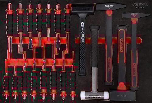 KS Tools 811.0020 Hammer- / und Meißel-Satz in Schaumstoffeinlage, 20-tlg