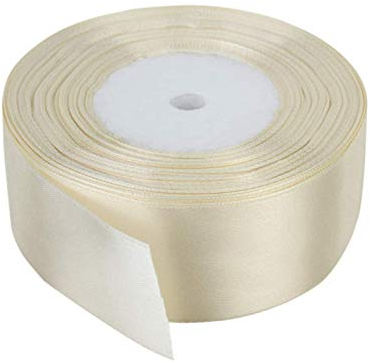 22 Meters doppelseitiges Satinband 25 mm 40 mm Breite zum Verpacken, Dekorieren, Basteln und Basteln von Geschenken (25MM, Elfenbein)