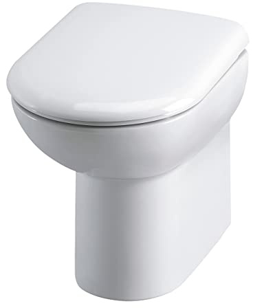 Hudson Reed CBW002 Modern Bathroom Comfort Height Back to Wall Toilet Pan and Soft Close Seat, 455mm x 375mm x 545mm, White