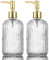 HOHAOO Versatile Glass Soap Dispenser Bottle with Pump, 14 Oz Dripless Pump Bottle, Refillable Liquid Hand Jar Dispenser for Bathroom, Countertop, Kitchen, Laundry Room(Clear, 2 Pack)