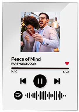 Funmii Personalisierte Spotify Glas Bild mit Foto Spotify Code Songcover Musikplatte Acryl Musikkarte Glas Acryl Gravur Lied Foto Geschenk für Freundin Partner Beste Freundin