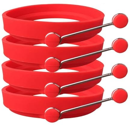Guangfan Premium Silikon Eierringe,Spiegeleiform,Antihaft Pfannkuchenformen,Perfekte Spiegeleiform oder Pfannkuchenringe(4pcs,rot)