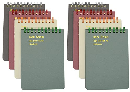 Yansanido Spiral-Notizbuch, 8 Stück, 4 Farben, A6, dicker Kunststoff, Hardcover, 7 mm, liniertes Papier, 80 Blatt (160 Seiten), Tagebuch für Schule und Bürobedarf (8 Stück A6)