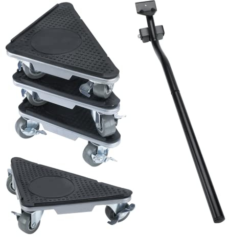 WEPUMP Furniture Moving Dolly 3 Wheels Heavy Duty Wheel Movers Lockable Lifter Mover Tool Set 4 Pack for Object, 1200 LBs Load Capacity