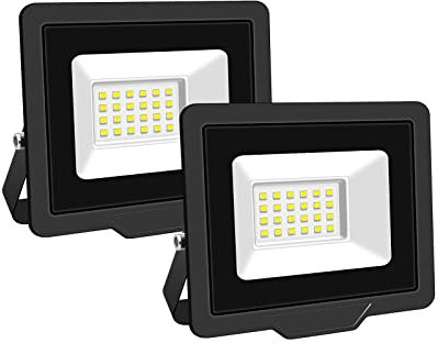 PICAA Focos LED Exterior 2 Pcs, 20W IP66 Impermeable Foco Proyector LED, 3500K Blanco cálido Floodlight para Casa, Garaje, Patio, Terraza, Campo