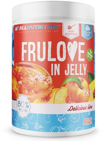 ALLNUTRITION Frulove In Jelly Peach - Zuckerfreie Marmelade - Marmelade ohne Zucker - 80% Jelly Fruit Kalorienarme Süßigkeiten - Fruchtaufstrich ohne Zucker - Brotaufstrich Vegan - 1000g