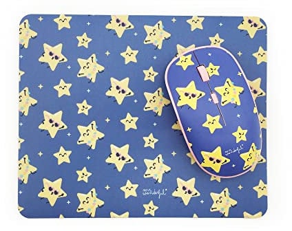 WONDEE Mr. Wonderful Pack 2 en 1 de Ratón y Alfombrilla con diseño de Estrellas