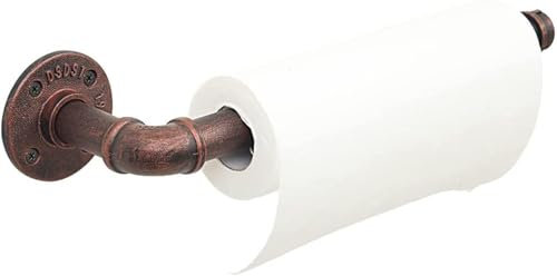 LINKPIPES Porte-serviettes en papier industriel en forme de tuyau - Distributeur de papier essuie-tout sous armoire - Support mural à suspendre pour salle de bain - Bronze (Ren bronze)