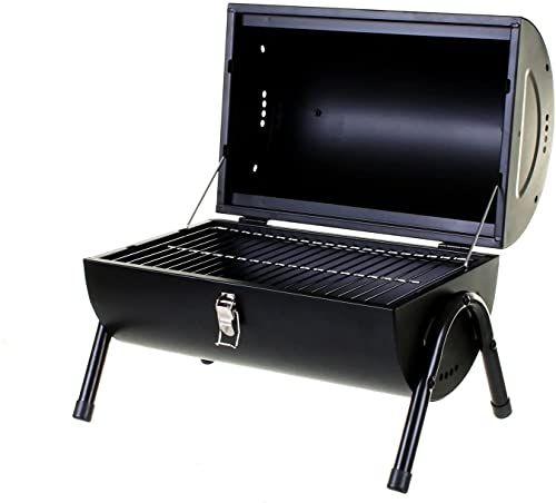 VOZOYA Barbacoa Barbacoa Portátil Barril Barbacoa Mesa de Acero Top al Aire Libre Jardín Camping Picnic Parrilla con Cubierta Mini Máquina Moderna Barbacoa Plegable Sencillez