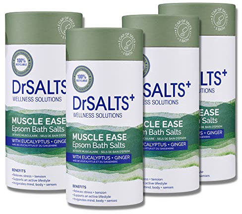 DrSALTS+ Muscle Ease Therapy Epsom Salts - Soothing Epsom Bath Salts to Relieve Strains, Pain & Stiffness with Eucalyptus & Ginger Essential Oils - Vegan & Cruelty-Free, 3kg