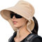 Sonnenhut Damen Outdoor Sommer Breiter Krempe UV Schutz Hut wasserabweisend mit großem Nackenschutz Pferdeschwanz Strandhut