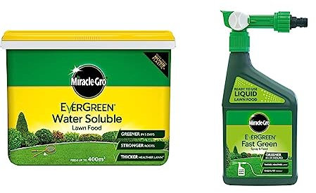 Miracle-Gro Water Soluble Lawn Food 2kg & EverGreen Fast Green Spray & Feed, Liquid Lawn Food, 1 Litre