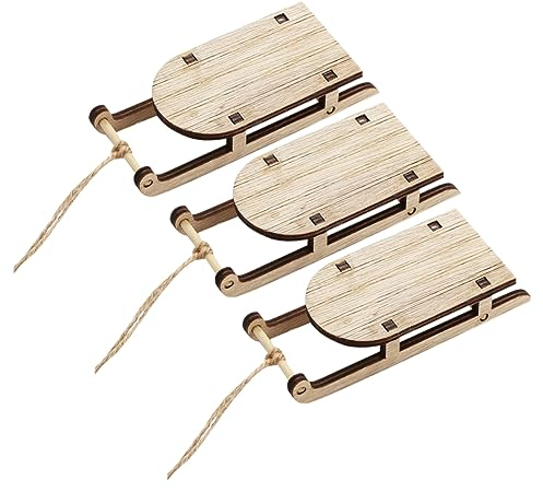 Abaodam 3 Stück Schlitten Esstischdekoration Esstischdekoration Miniaturdekoration Tischplatte Holzschlitten Mini-Holzschlitten DIY Weihnachten Dorfhaus Ornament Mini-Holzschlitten Büro
