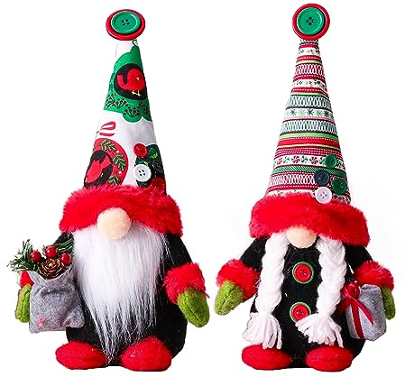 Schwedischen Weihnachtsmann,RoadLoo 2Stück Weihnachtszwerge Dekoration Weihnachten Wichtel Deko Schwedischer Weihnachtsmann Santa Plüsch Paar Wichtel Geschenk für Valentinstag Weihnachten und Festival