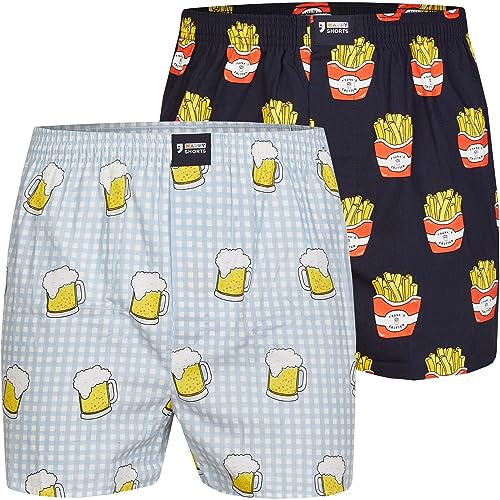 Happy Shorts Webboxer Herren Boxer Motiv Boxershorts Sets zur Auswahl Farbwahl, Farbe:Design 09, Grösse:XL