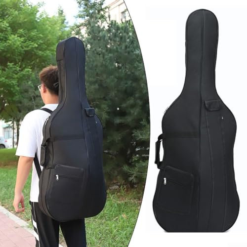 Custodia per violoncello, impermeabile, misura 1/8, imbottita, morbida, con tracolla, colore nero