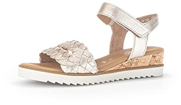 Gabor Damen Keilsandalen, Frauen Sandalen,Moderate Mehrweite (G),Keilsandaletten,Keilabsatz,Wedge-Heel,bequem,Muschel(Kork/crem),38.5 EU / 5.5 UK