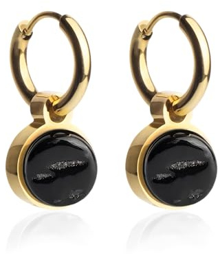 Gold Creolen Damen mit Anhänger Edelstahl Ohrringe mit Charm 12 mm | Wechselbare Charm Anhänger für goldene Creolen Mix and Match Ohrringe aus Edelstahl mit Klickverschluss