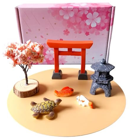 ZEN&TAO Miniature Desktop Zen Garden Accessories, DIY Zen Garden Fairy Garden Miniatures, Japanese Gift Idea, Terrarium, Dollhouse, Bonsai Decorative Craft Kit (Holiday Special 6pcs Set)