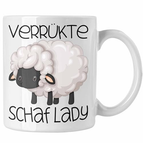 Trendation - Schaf Tasse Geschenk Schafhirte Hirtin Verrückte Schaf Lady Schaf-Liebhaber Kaffee-Becher (Weiß)