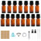 10ml-15Stk Braunglasflasche, Tropfflasche aus Glas Bernsteinglasflasche Apothekerflasche Set inkl.kleine Glasflaschen Tropfereinsatz Verschluss Trichter Spritze Etikett Hilfsmittel (Braun, 10ml-15Stk)