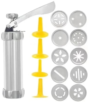 Stainless Steel Pastry Syringe Stainless Steel Cake Cream Decorating Sets Cookie Making Machine Nozzles Mold Pastry Syringe Extruder Kitchen Baking Tools Cake Syringe Set (Color : Type2-10pcs flake)