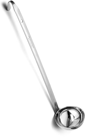 Louche de Cuisine Pleafind, Louche à Soupe en Acier Inoxydable de 4 Oz avec Crochet, Suspendable, Antiadhésive et Facile à Nettoyer, Peut être Utilisée comme Louche à Soupe, Louche à Sauce