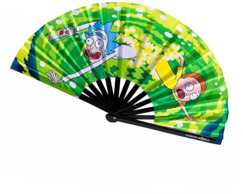 Kandies World UV Reactive Custom Festival Folding Hand Fan - Unique Designs, Made of Bamboo, Clacking Sound, Lightweight - Perfect Rave and Festival Accessory!