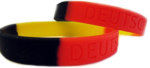 Twist4 Silikon Armband Deutschland - schwarz rot gelb - als Fanartikel, Fußball, Deko, Party, Länder… (schwarz/rot/gelb, 5 Stück)