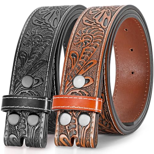 BELTROAD 2 Pack Western Ledergürtel Riemen für Männer Frauen Cowboy Cowgirl western gürtel herren für Jeans Geschenk Gürtel ohne Schnalle wechselgürtel