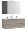 DOMUS ARREDO - Hängender Badezimmerschrank mit Doppelwaschbecken 120 cm Eiche Leder