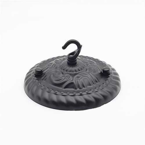 Chrasy Deckenbaldachin Kronleuchter Deckenplatte Haken Vintage Kronleuchter Deckenhaken, 130mm Retro Metall Hängelampe Deckenplatte Antike Deckenrosette für Lampen (Schwarz) (Schwarz)