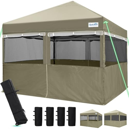 2-in-1-Pop-up-Überdachungszelt 10'x10' mit Seitenwänden, abgeschirmtes Pavillondach für eine Person, 4 große Netzfenster mit Fensterabdeckung für Camping, Garten und Outdoor