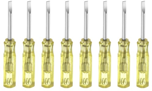 QUARKZMAN Sl2,0 Mini Cacciavite a Taglio 2mm 45mm L Giallo 8pz | Testa Piatto Magnetica, per Riparazioni di Piccoli Elettrodomestici