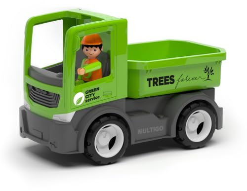 MultiGO City Sandkasten Spielzeug für Kinder ab 3 Jahre - großer Pritschenwagen mit Fahrer - Sandspielzeug für Outdoor Spiele - Auto für den Garten