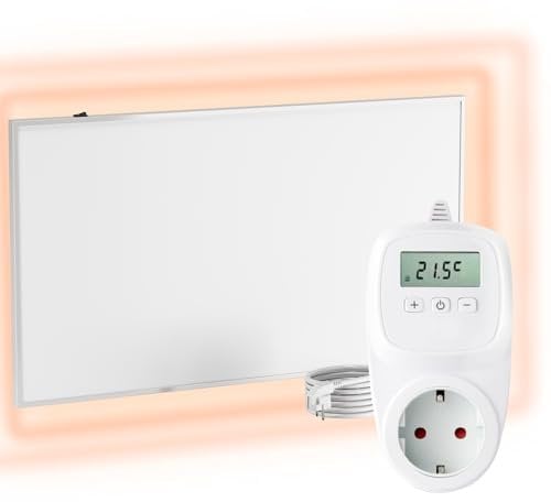 UMBRELLA® Infrarot Wandheizung mit Thermostat [FERNBEDIENUNG + WIFI STEUERUNG] – Infrarotheizung Wandmontage Heizkörper – Carbon Crystal Infrarot Paneel App steuerbar – (Modell TH12 WIFI - 450W)