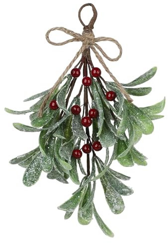 Mattierter künstlicher Mistelzweig – künstlicher Mistelzweig-Pick, Weihnachts-Mistelzweig-Ornamente, festliche Mistelzweig-Girlande, 9,1 Zoll künstlicher Mistelzweig-Pick-Stil, festliche Mistelzweig
