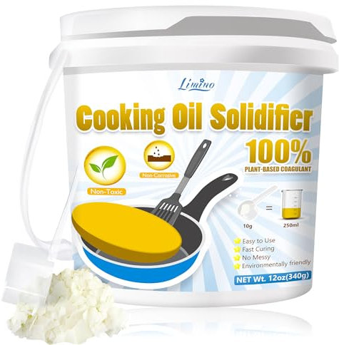 Kochöl Verfestiger Pulver - 340g Frittierfett Ölbindemittel zum Erstarrn von abgedrehtem Frittieröl, 100% Pflanzenbasierter Kochöl-Härter zur Speiseöl, Öl binder, Entsorgung Gebrauchten Öl bis 8.5L