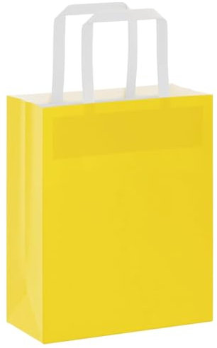 vidaXL Papiertragetaschen 50 Stk., Papiertüten mit Henkeln, Papiertüten, Geschenktüten für Einkaufen Hochzeiten Verpackungen Partys Geburtstag Weihnachten, Gelb 18x8x22cm