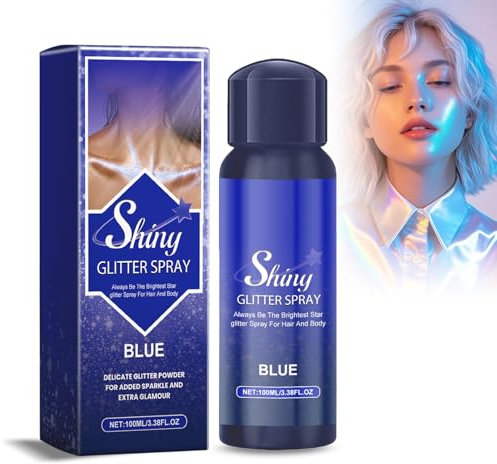 Spray De Purpurina Colorida Para Pelo Y Cuerpo - Brillos Holográficos, Polvo Iluminador, Maquillaje Luminoso Para Fiesta, Rave Y Eventos - Secado Rápido, No Pegajoso - 100ml (Azul)