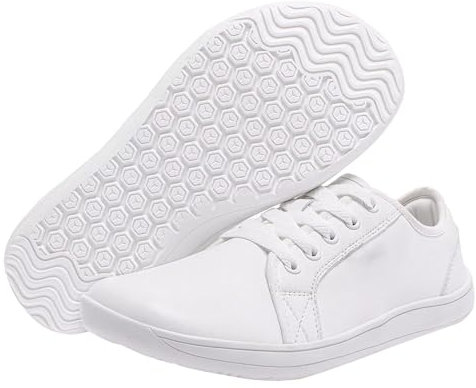 LinRim Chaussures pieds nus - Larges chaussures de marche pieds nus - Pour homme et femme - Chaussures de course minimalistes - Antidérapantes - Confortables - Zero-Drop - Respirantes, Blanc., 42 EU