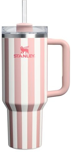 Stanley Quencher H2.0 Cup with Handle and Straw 40oz Flowstate 3-Position Lid Cup Holder Compatible for Travel Insulated Stainless Steel Cup BPA Free Peach Whip Cabana Shine
