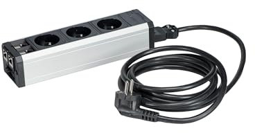 Multiprise 3 Prises avec 2 Connections RJ45 - câble Secteur 3 m