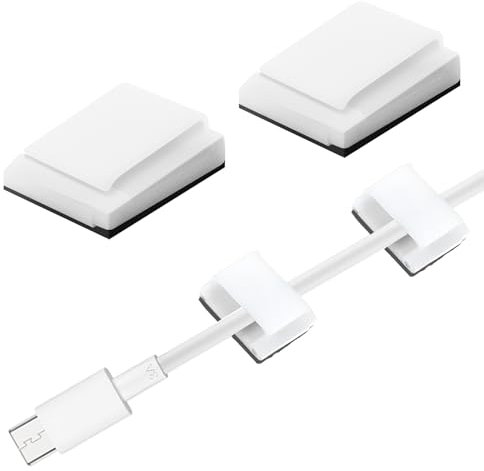 100 PCS Adhesive Cable Clips Wire Clips Charging Cable Management Wall Clamp Cord Clip for Home, Office, Network Cords, LED Strip Attachment, White