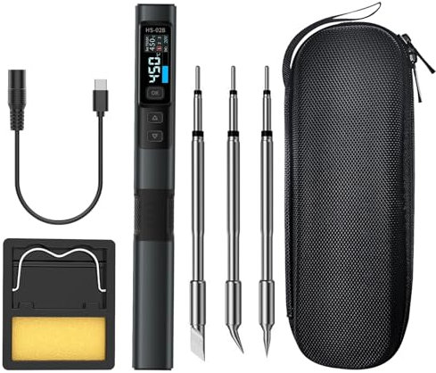 DEWIN Elektrisches Lötkolben-Set, 0,96 Zoll IPS Tragbares intelligentes Lötkolben-Kit für Haushaltswartung