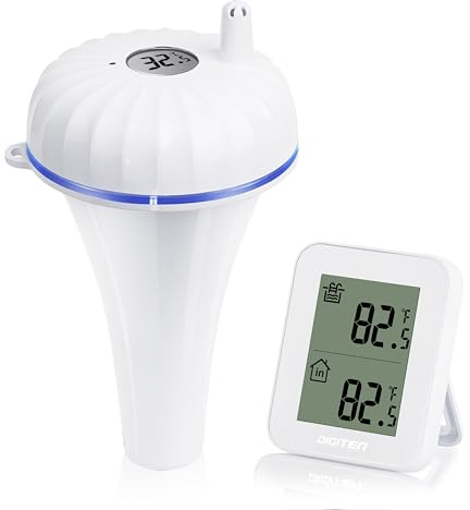Thermomètre de piscine étanche et flottant sans fil avec moniteur de température intérieure, pour piscine, bain de bébé, jacuzzi, étang, aquarium, spa, étang à poissons