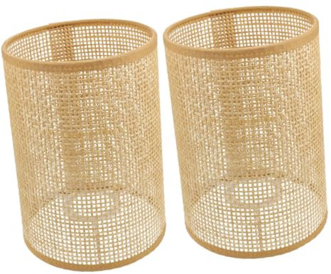 2 Pantallas De Lámpara De Techo Rústicas De Ratán Cubierta De Lámpara De Ratán Tejida Cesta De Ratán Pantalla De Lámpara De Araña De Mimbre Decoración De Dormitorio De Granja