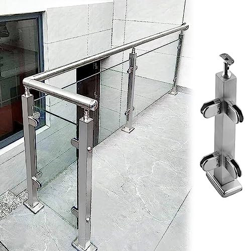 Kit 304 per ringhiera in vetro in acciaio inox, corrimano per interni ed esterni, per scale, loft e corridoi, altezza 90 cm, design con pali angolari in vetro resistente